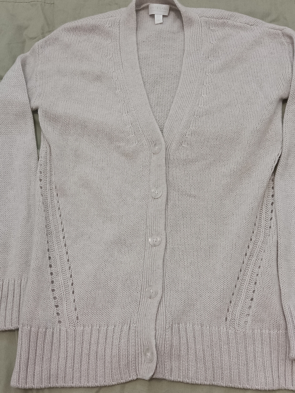 White Label The White Company Cashmere Button-Up White Heather Cardigan Size 4
